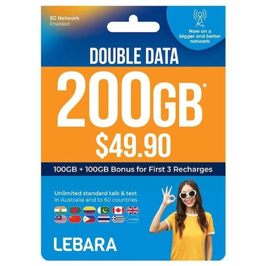 Lebara $49.90 Starter Pack PrePaid SIM Card